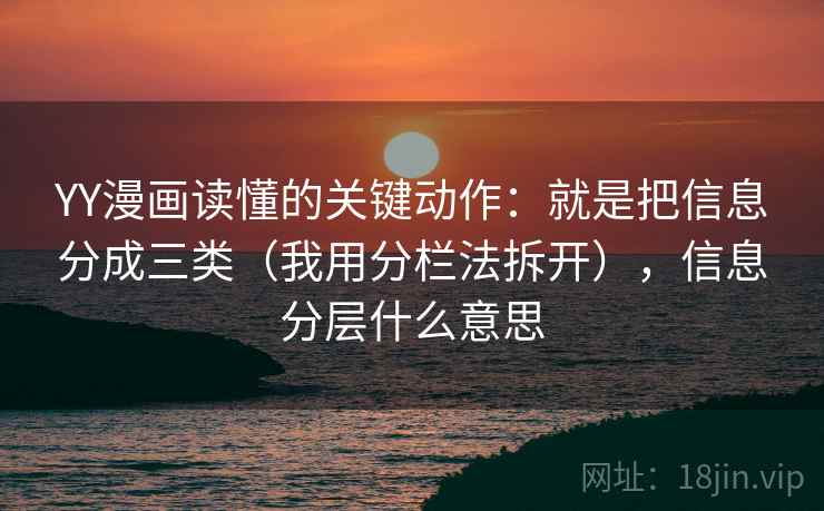 YY漫画读懂的关键动作：就是把信息分成三类（我用分栏法拆开），信息分层什么意思